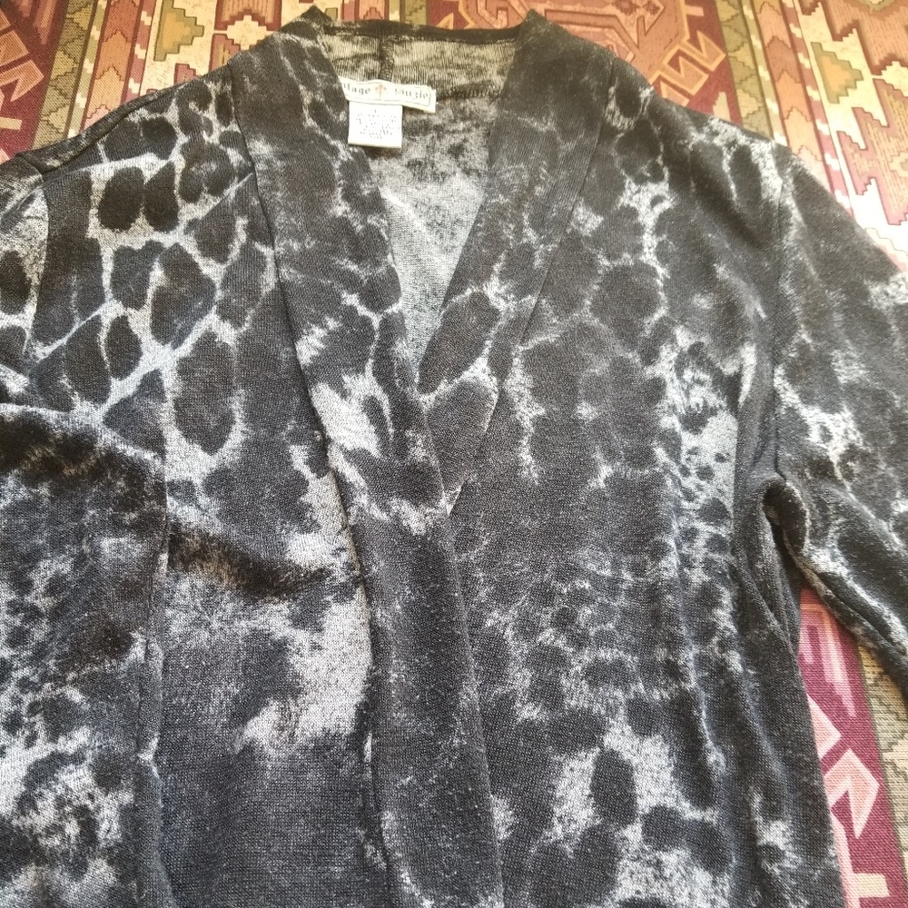White Leopard Print Cardigan Sweater